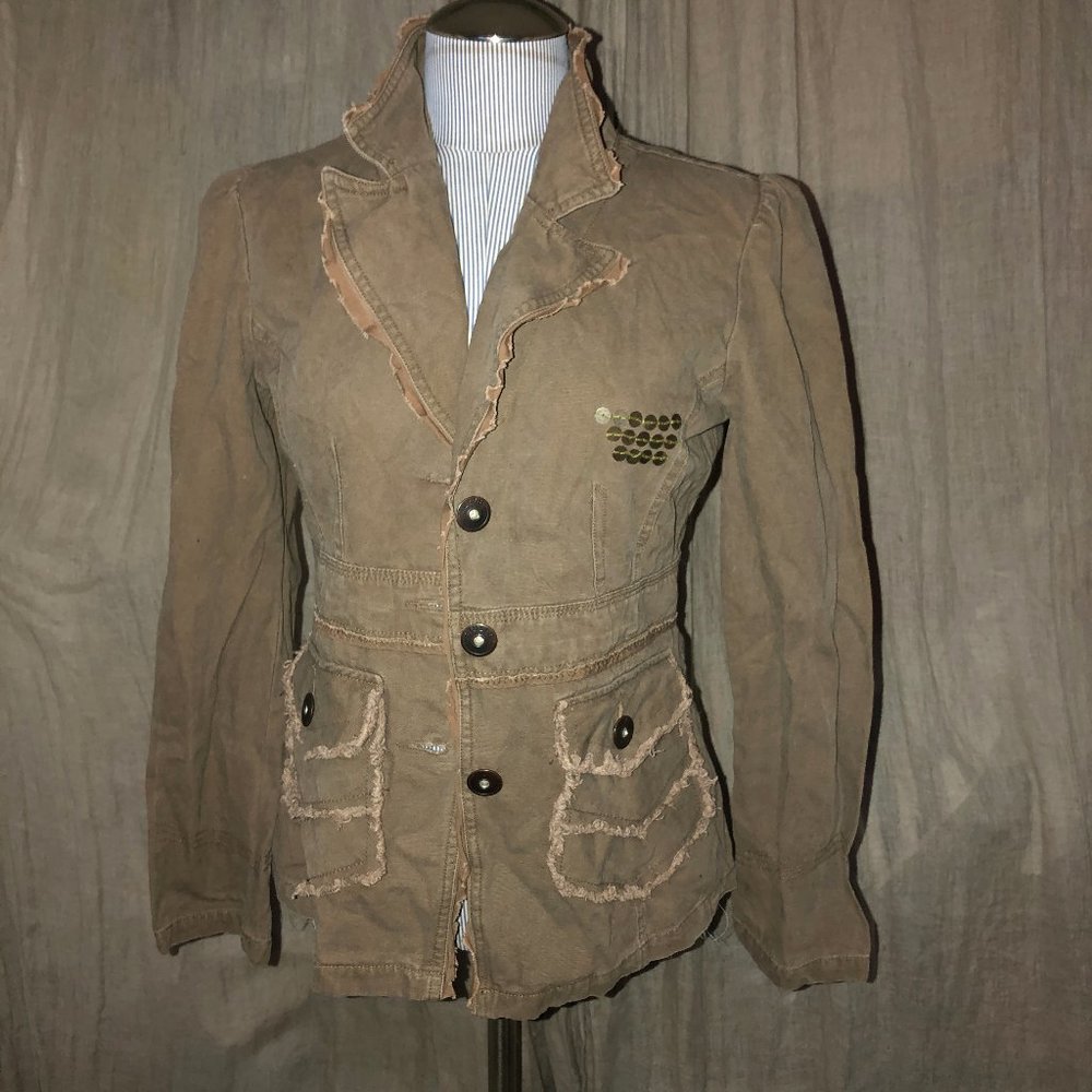 Anthropologie Tulle Army Green field jacket L